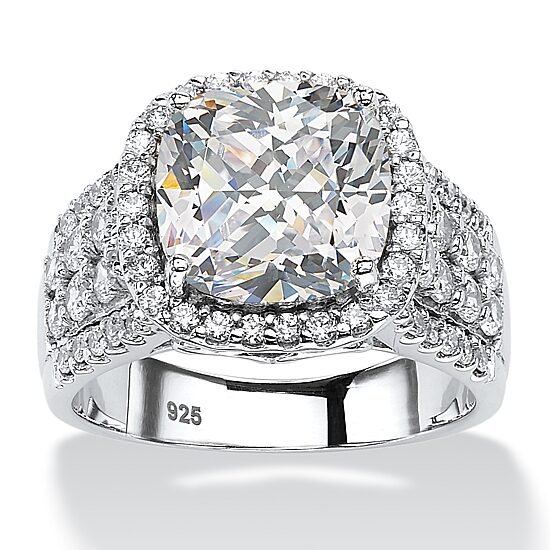 DiamonArt® Womens 3 3/4 CT. T.W. White Cubic Zirconia Platinum Over Silver Square Engagement Ring