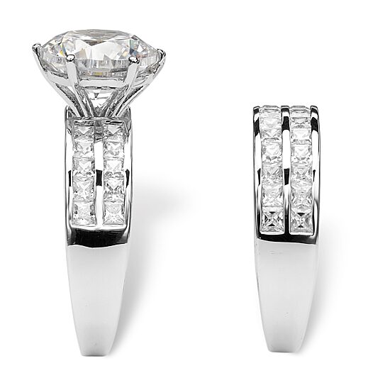 DiamonArt® Womens 5 3/4 CT. T.W. White Cubic Zirconia Platinum Over Silver Round Bridal Set