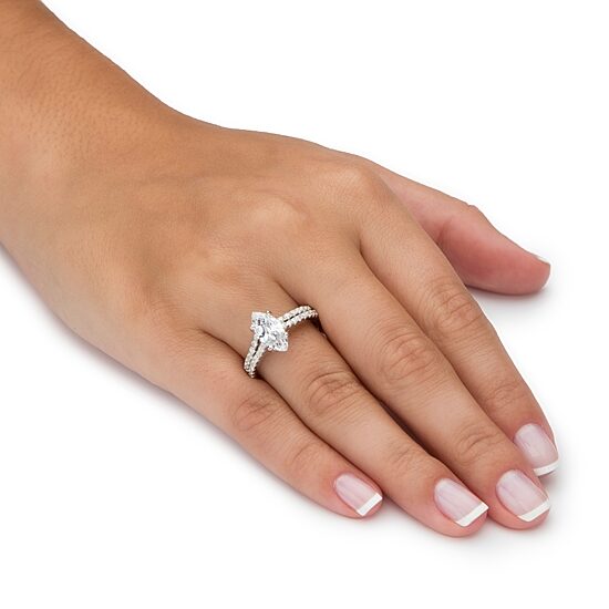 DiamonArt® Womens 2 1/2 CT. T.W. White Cubic Zirconia Platinum Over Silver Bridal Set