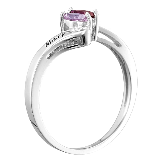 Personalized Womens Simulated Sterling Silver Bypass  Cocktail Ring