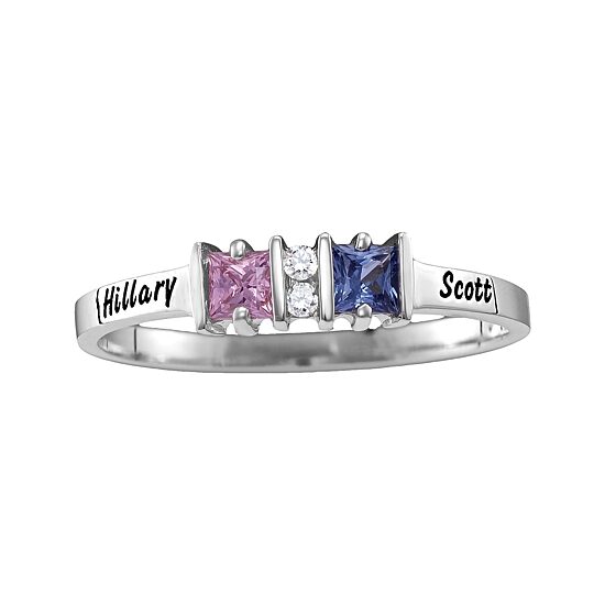 Personalized Womens Simulated Sterling Silver Square Cocktail Ring