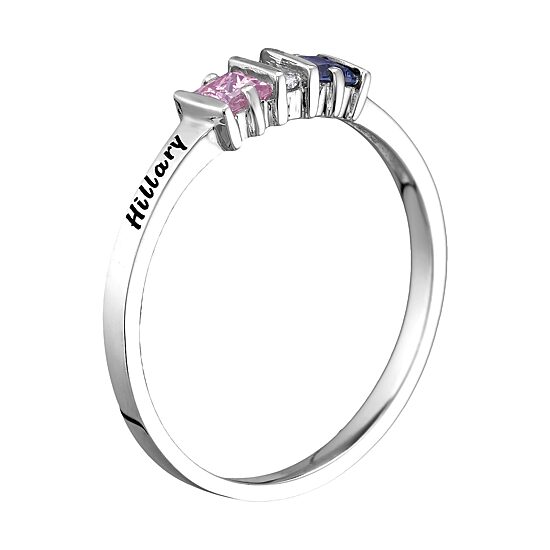 Personalized Womens Simulated Sterling Silver Square Cocktail Ring
