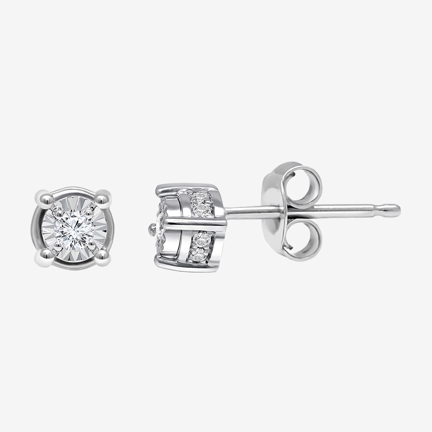 Tru Miracle / CT. T.W. Natural White Diamond Sterling Silver Round Stud Earrings