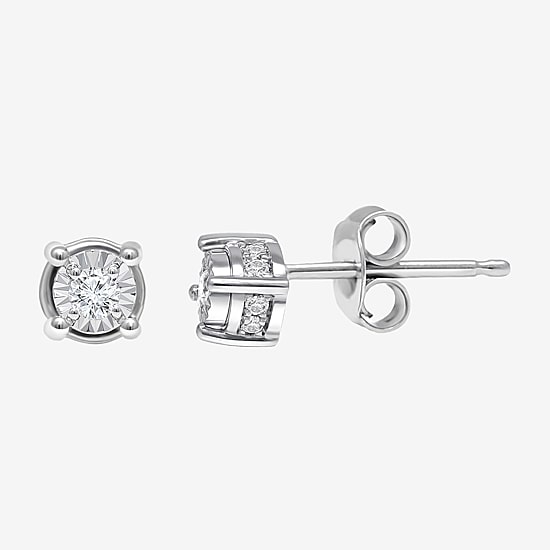 Tru Miracle 1/3 CT. T.W. Natural White Diamond Sterling Silver Round Stud Earrings