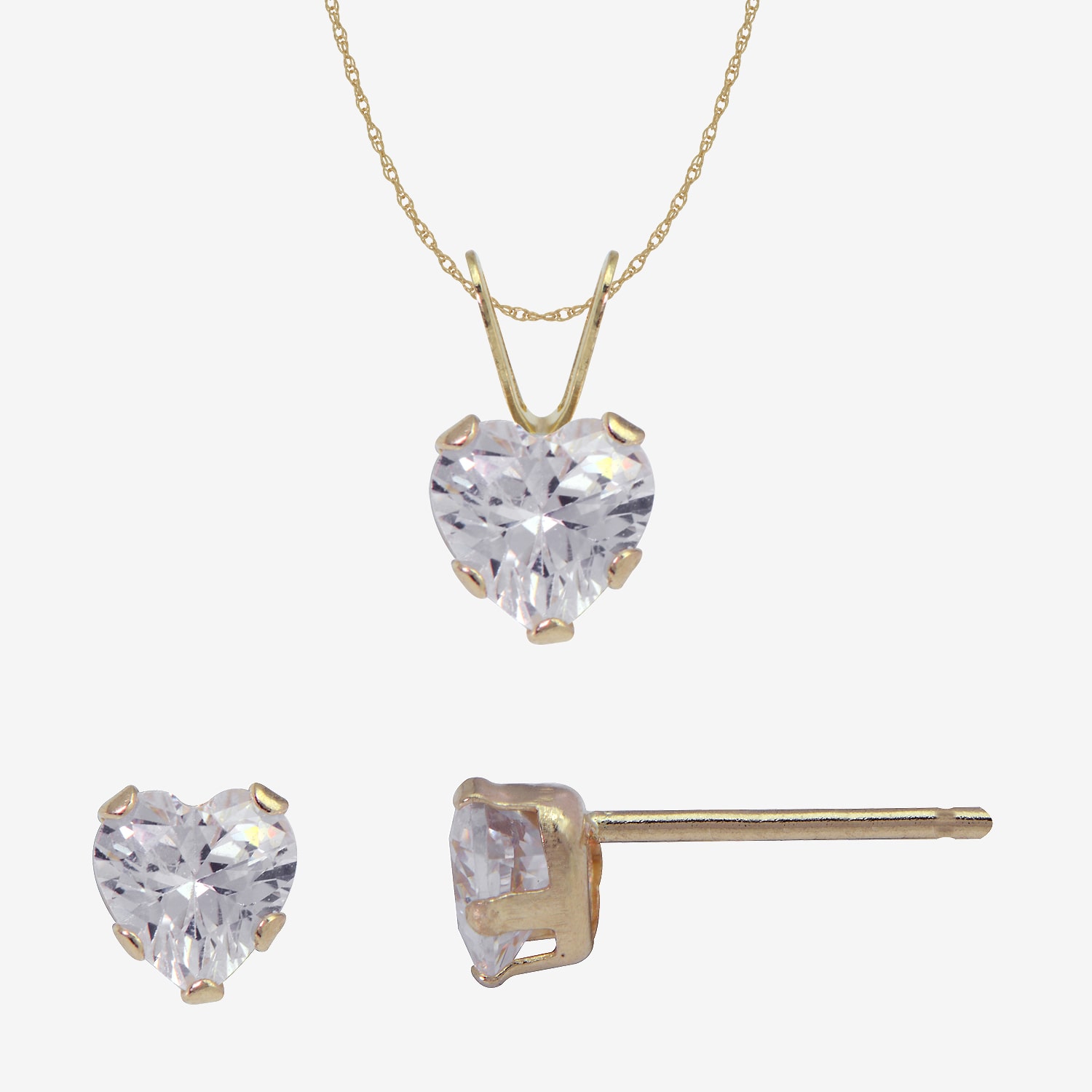 Womens Cubic Zirconia 10K Gold Heart 2-pc. Jewelry Set