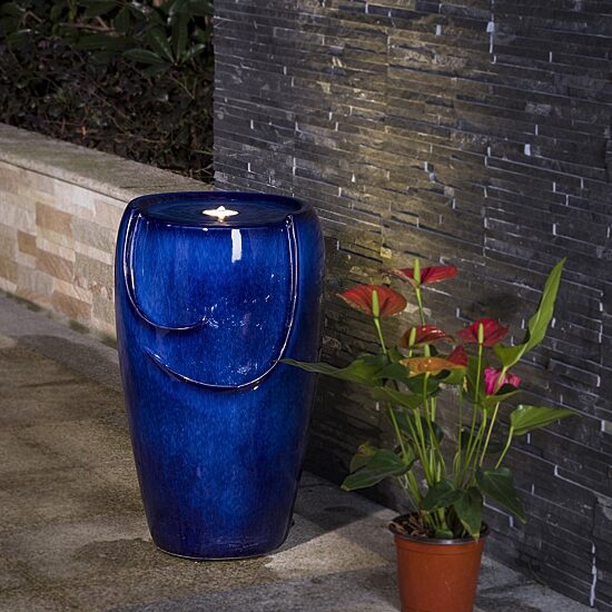 Glitzhome 20.5" Cobalt Blue Ceramic Outdoor Fountains