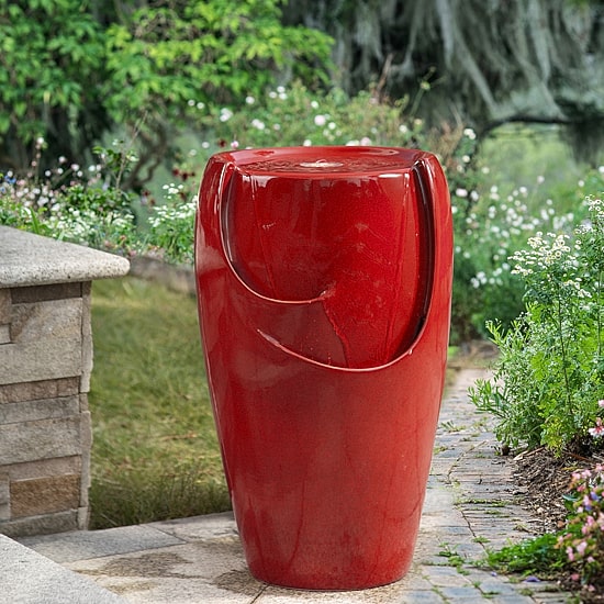 Glitzhome 21.25" Ceramic Pot Outdoor Fountains