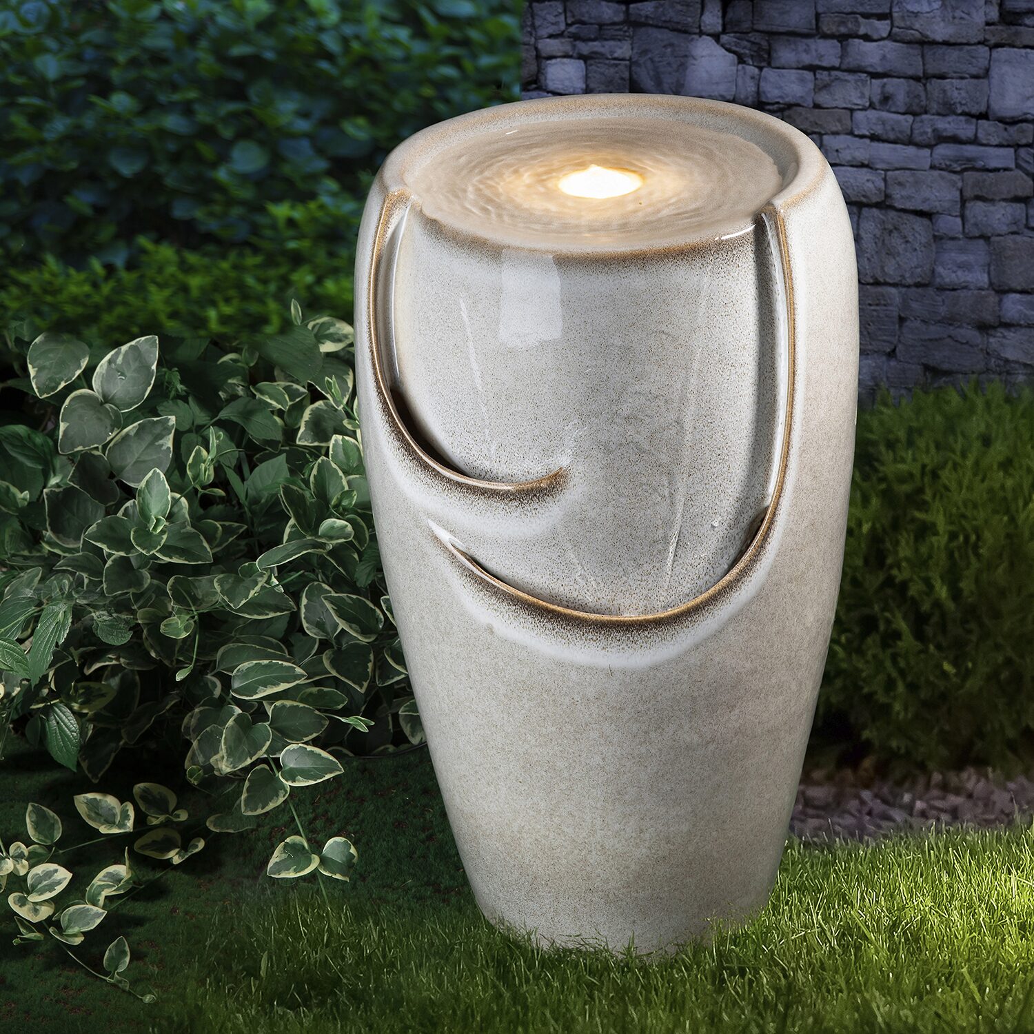 Glitzhome 21.25" Ceramic Pot Outdoor Fountains