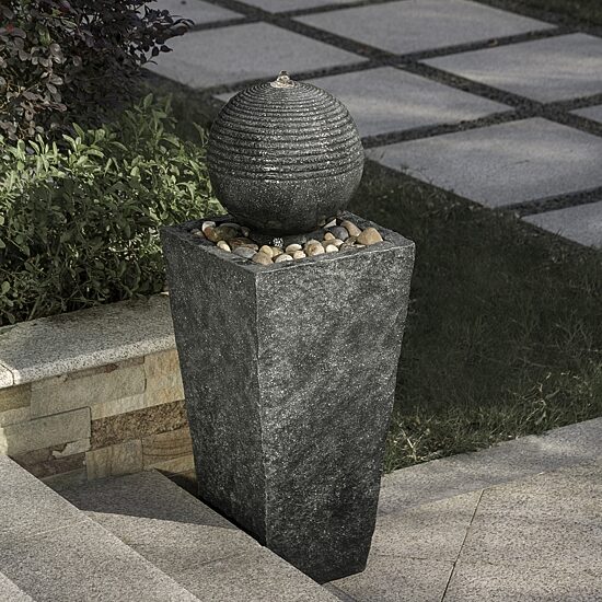 Glitzhome 31.75" Polyresin Sphere Outdoor Fountains