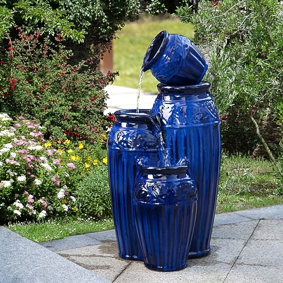 Glitzhome 27.25H Ceramic Pot Outdoor Fountains
