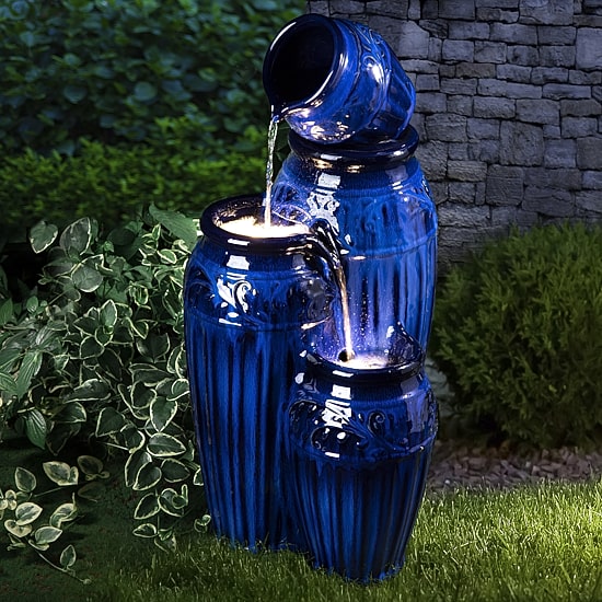 Glitzhome 27.25H Ceramic Pot Outdoor Fountains