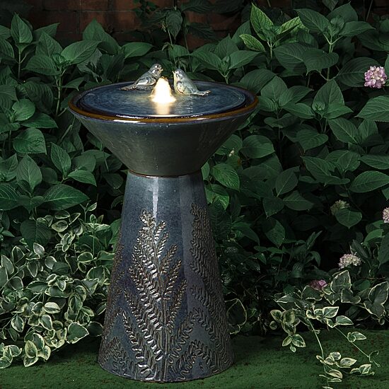 Glitzhome 27.5" Turquoise Ceramic Outdoor Fountains