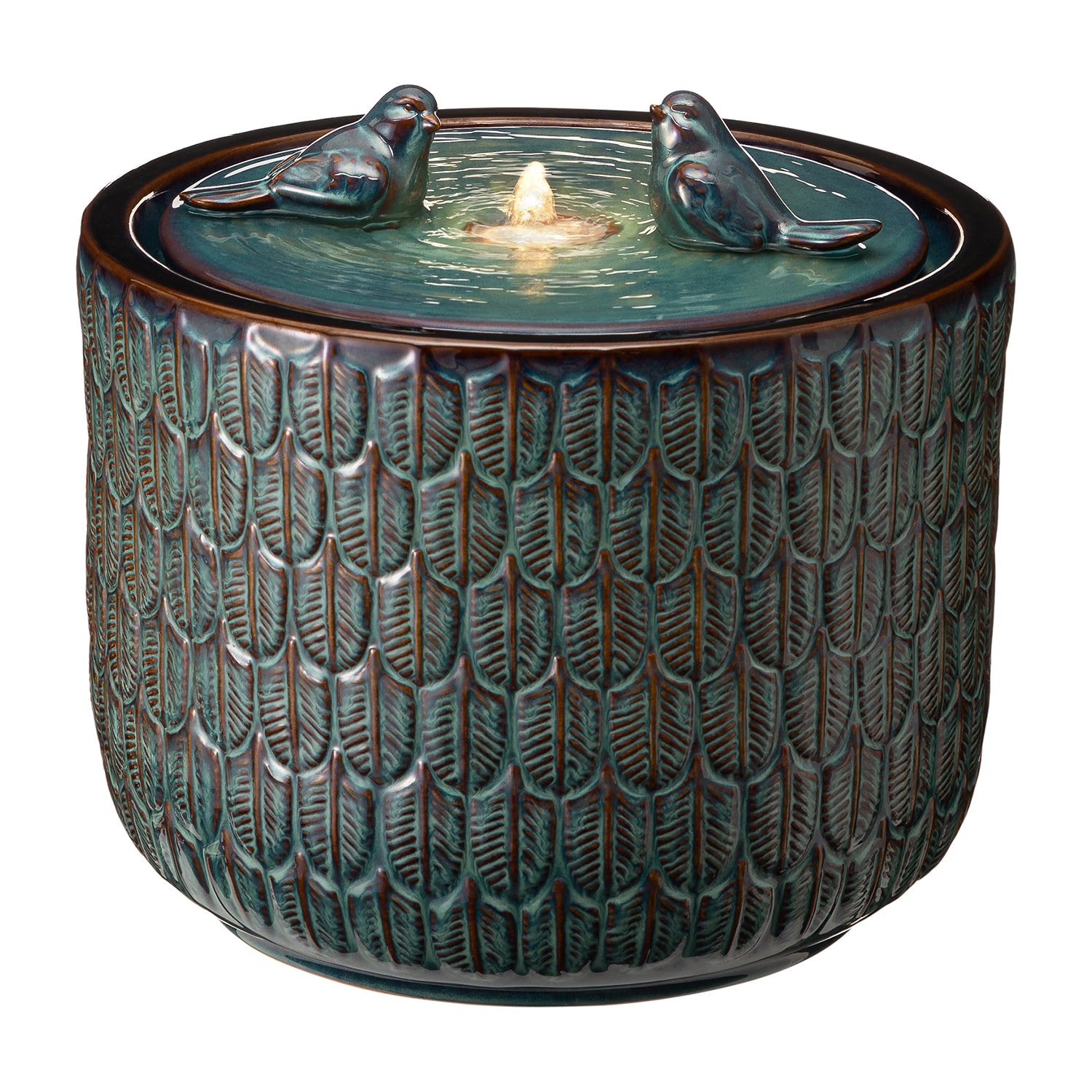 Glitzhome 14.75" Turquoise Ceramic Outdoor fountain
