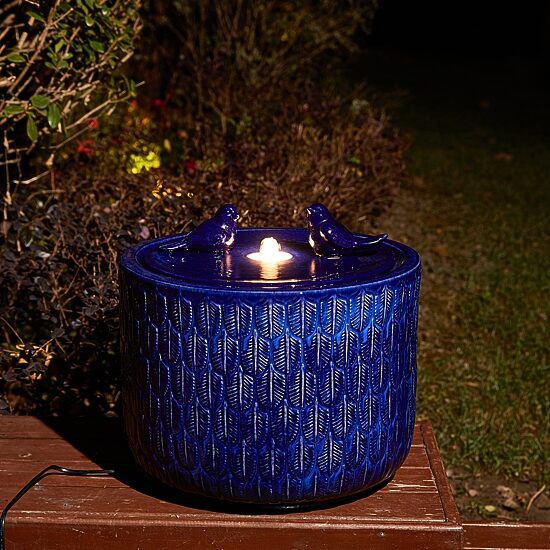 Glitzhome 13.5"H Cobalt Blue Ceramic Outdoor fountain