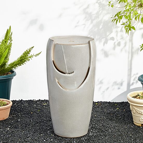 Glitzhome 29.25" Sand Beige Ceramic Pot Outdoor fountain
