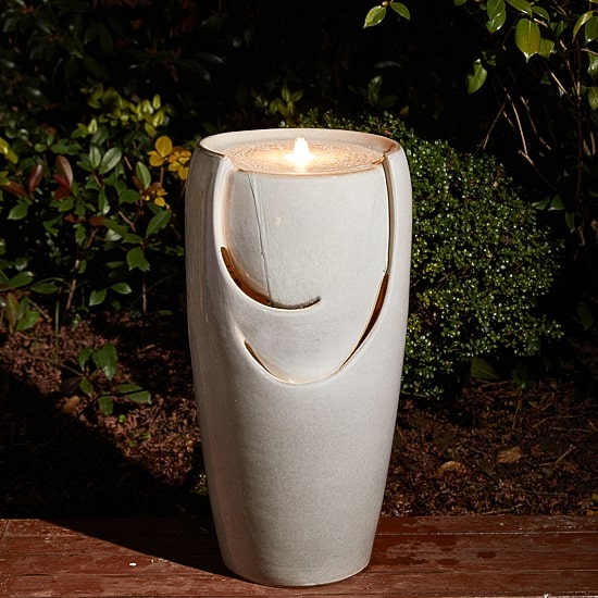 Glitzhome 29.25" Sand Beige Ceramic Pot Outdoor fountain