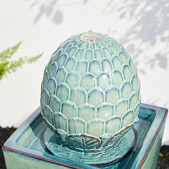 Glitzhome 35.75" Turquoise Ceramic Outdoor Fountains