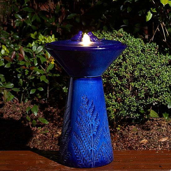 Glitzhome 27.5H Cobalt Blue Ceramic Outdoor Fountains