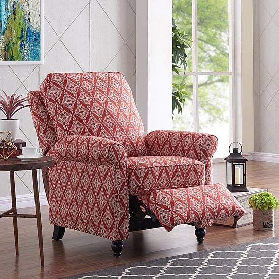 ProLounger Sheahan Transitional Roll-Arm Push Back Recliner in Diamond Medallion Print