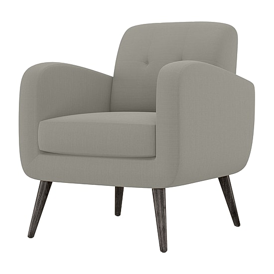 Kingston Mid-Century Modern Accent Armchair in Linen with Legs in an Espresso Finish