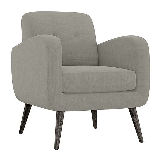 Kingston Mid-Century Modern Accent Armchair in Linen with Legs in an Espresso Finish