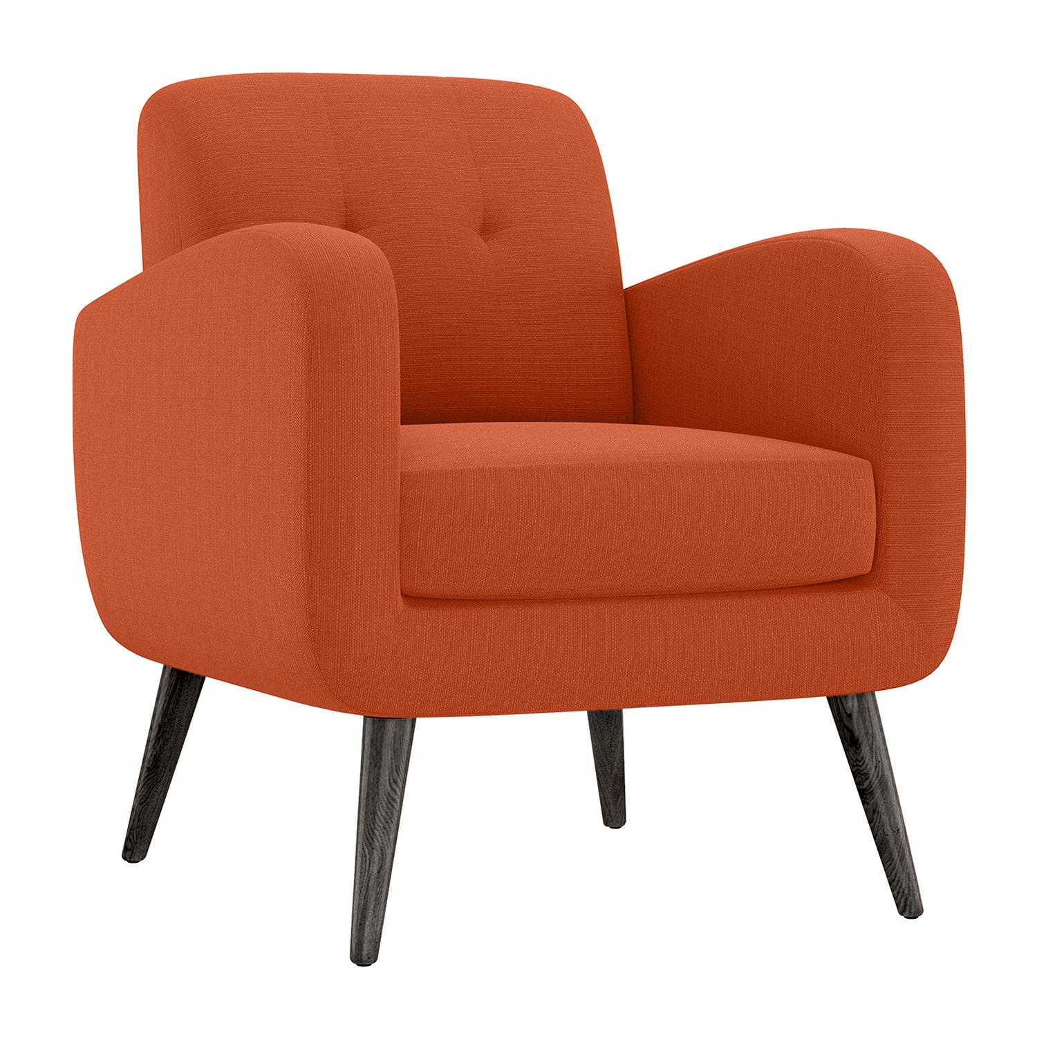 Kingston Mid-Century Modern Accent Armchair Linen with Legs an Espresso Finish