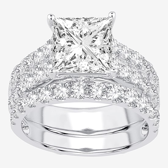 (H-I / SI1-SI2) Signature By Modern Bride Womens 5 CT. T.W. Lab Grown White Diamond in 14K Gold Princess Bridal Set