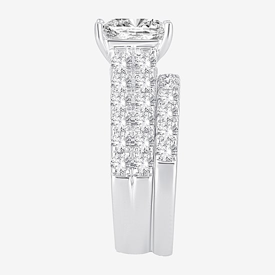 (H-I / SI1-SI2) Signature By Modern Bride Womens 5 CT. T.W. Lab Grown White Diamond in 14K Gold Princess Bridal Set