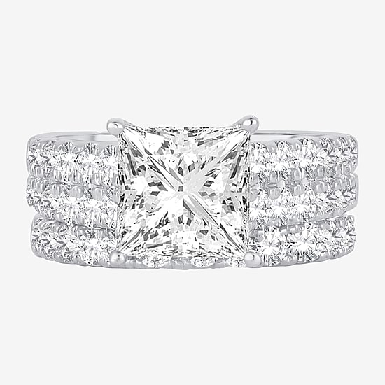 (H-I / SI1-SI2) Signature By Modern Bride Womens 5 CT. T.W. Lab Grown White Diamond in 14K Gold Princess Bridal Set