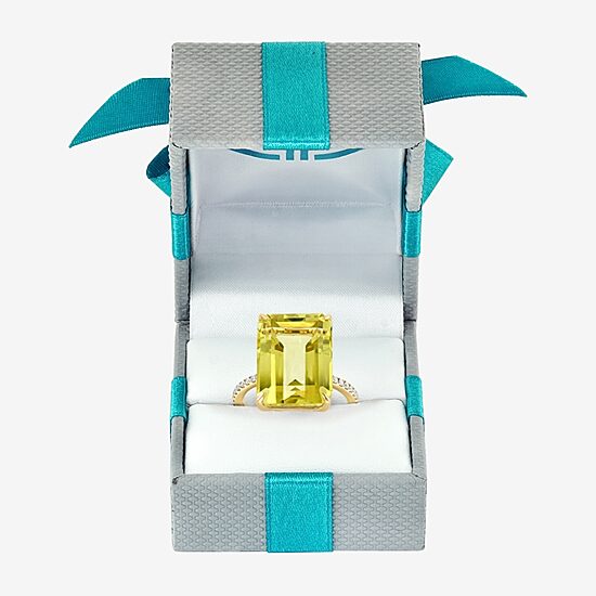 Effy Final Call Womens Genuine Yellow Quartz Sterling Silver Side Stone Cocktail Ring