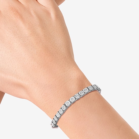Effy Final Call Womens 1/2 CT. T.W. Natural Diamond Sterling Silver 7 Inch Tennis Bracelet