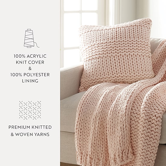 Casual Comfort Chunky Knit Acrylic Square Throw Pillow