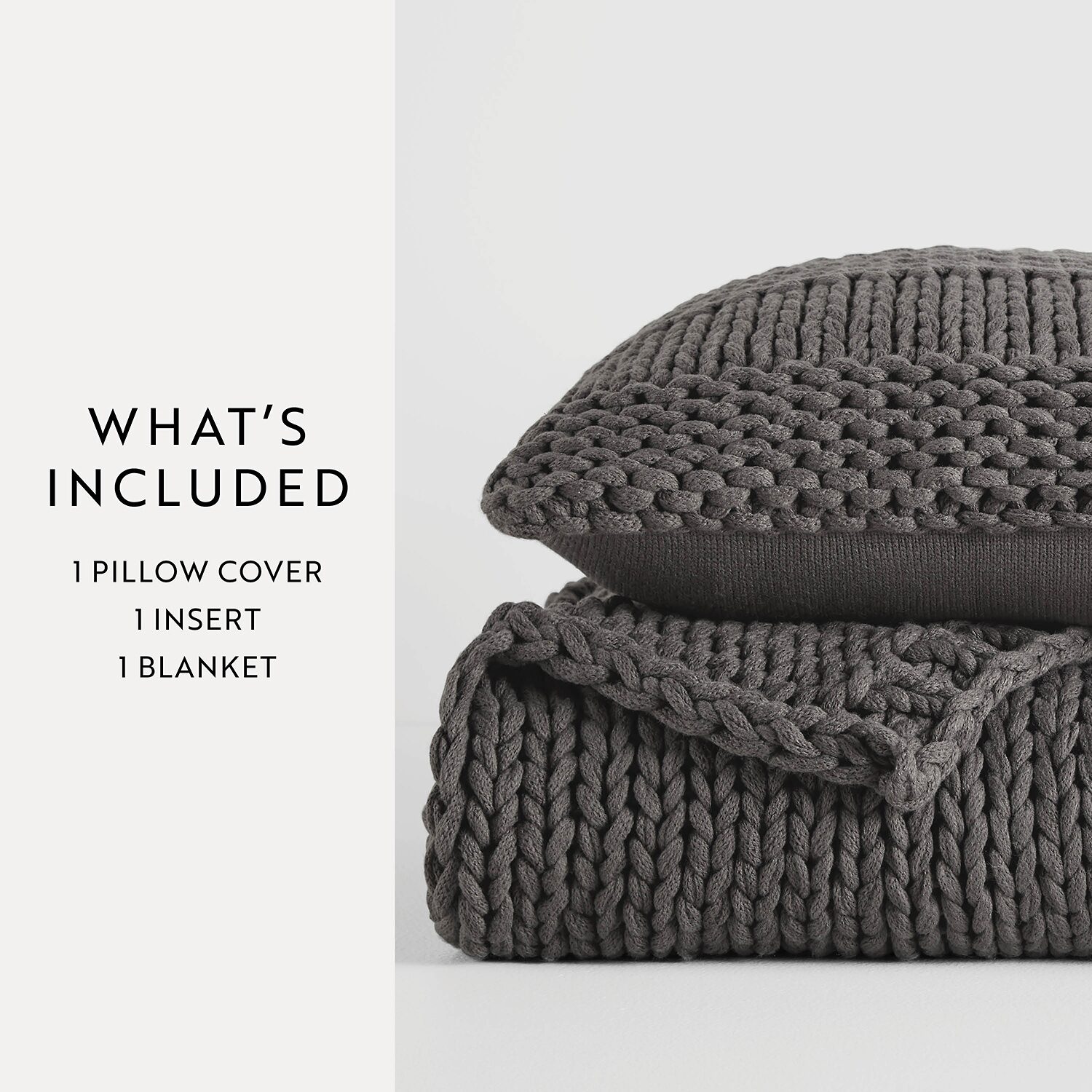Casual Comfort Chunky Knit Blanket and Pillow Set