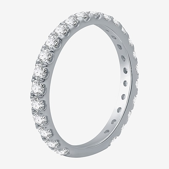 (H-I / I1) Womens 1 CT. T.W. Lab Grown White Diamond 10K Gold Eternity Wedding Band