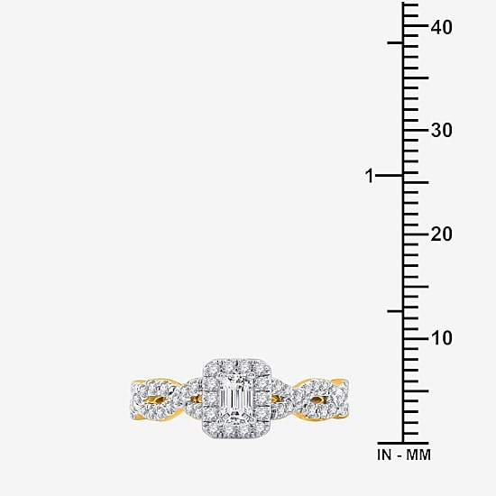 I Said Yes (H-I / I1) Womens 1 CT. T.W. Lab Grown White Diamond Sterling Silver or 14K Gold Over Silver Side Stone Halo Bridal Set