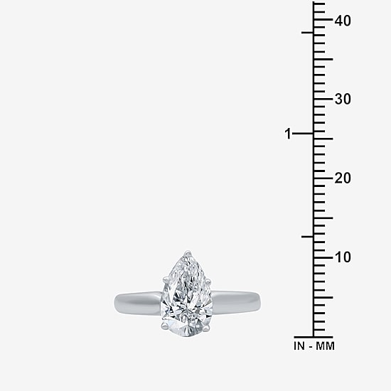 (I / SI2) Womens 2 CT. Lab-Grown White Diamond 14K Gold Pear Solitaire Engagement Ring