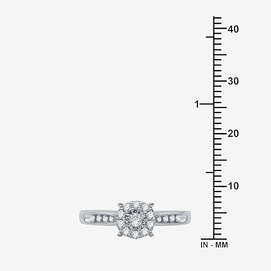 I Said Yes (H-I / I1) Womens 3/8 CT. T.W. Lab Grown White Diamond Sterling Silver Round Side Stone Halo Bridal Set