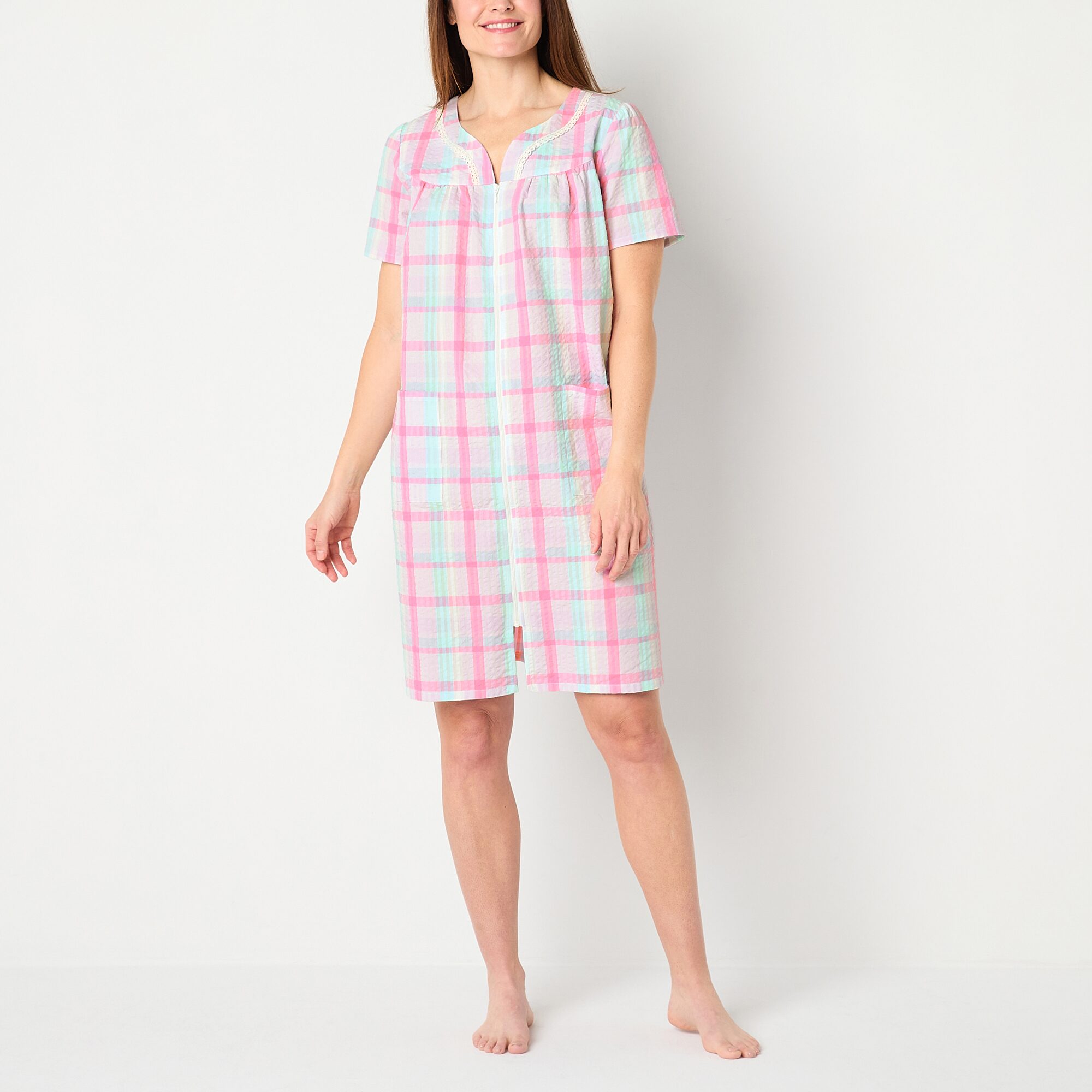 Adonna Womens Short Sleeve Knee Length Robe