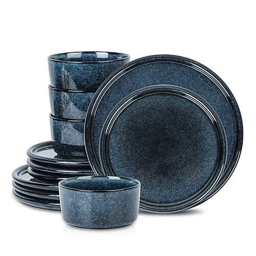 Stone Lain Eden 12-pc. Stoneware Dinnerware Set In Blue