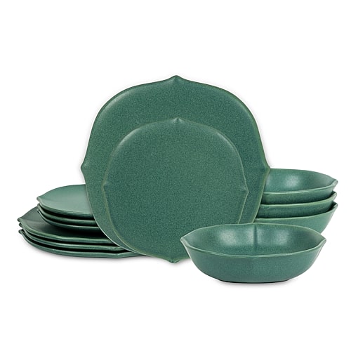 Stone Lain Baskerville 12-pc. Stoneware Dinnerware Set In Green