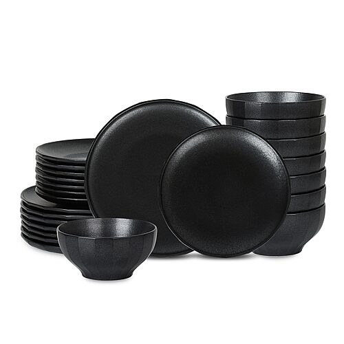 Stone Lain Rio 24-pc. Stoneware Dinnerware Set In Black