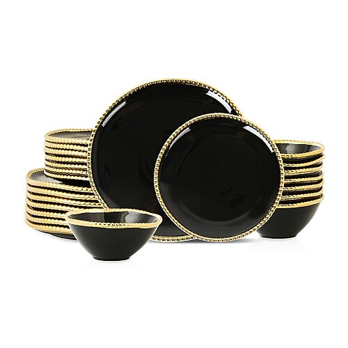 Christian Siriano New York Akoya Porcelain Dinnerware Set, One Size, Black
