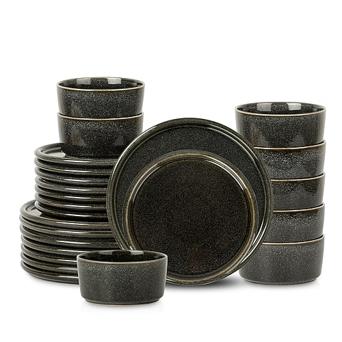 Stone Lain Eden Stoneware Dinnerware Set In Gray