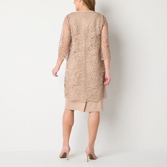 Brianna Milay Womens Beaded Lace Jacket Dress