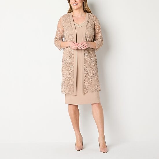Brianna Milay Womens Beaded Lace Jacket Dress