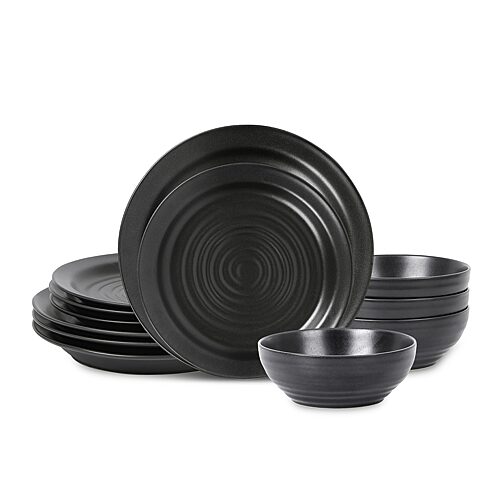 Stone Lain Orbit 12-pc. Stoneware Dinnerware Set In Gray