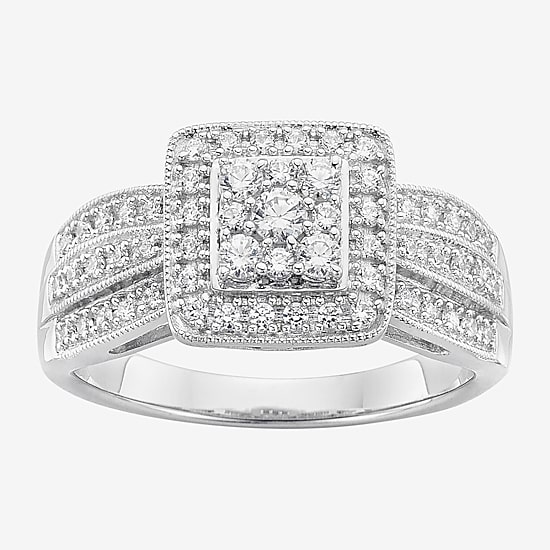 Diamond Blossom 1/2 CT.T.W. Natural Diamond In 10K White Gold Ring