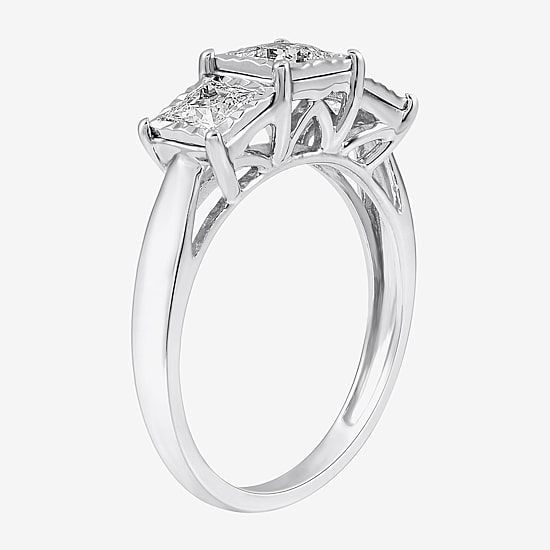 (H-I / Si2-I1) Womens 1 CT. T.W. Lab Grown White Diamond 10K Gold 3-Stone Engagement Ring