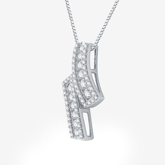 (G-H / I2-I3) Womens 1 CT. T.W. Lab Grown White Diamond Sterling Silver 18 Inch Pendant Necklace