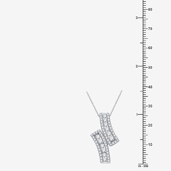 (G-H / I2-I3) Womens 1 CT. T.W. Lab Grown White Diamond Sterling Silver 18 Inch Pendant Necklace